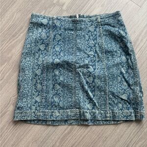 Free People Floral Denim Skirt